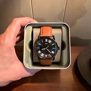 Fossil Copeland Men’s Stainless Steel with Genuine Leather Band !